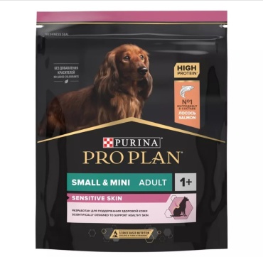 PRO PLAN Sensitive Skin Лосось для взрослых мелких пород 0.7 кг