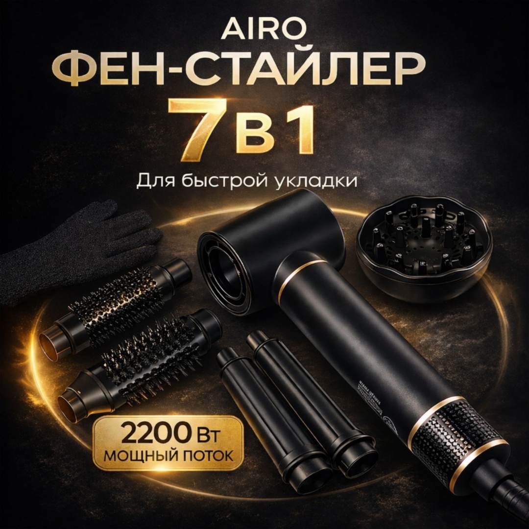 AIRO AR-AO1 Фен-Стайлер 7 в 1 стайлер черный