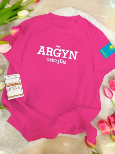 Футболка ARGYN orta juz девочки TMH_TREND.KZ малиновый, белый