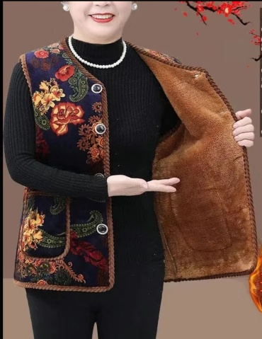 Меховой жилет Baizhan синий, мультиколор