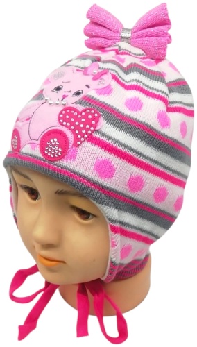 Шапка Artex Kids размер 46, серый, розовый