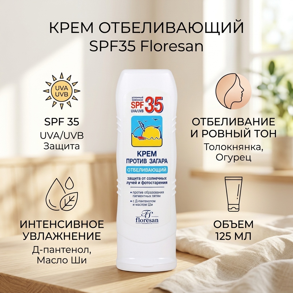 Floresan Отбеливающий SPF35 крем для тела 125 мл