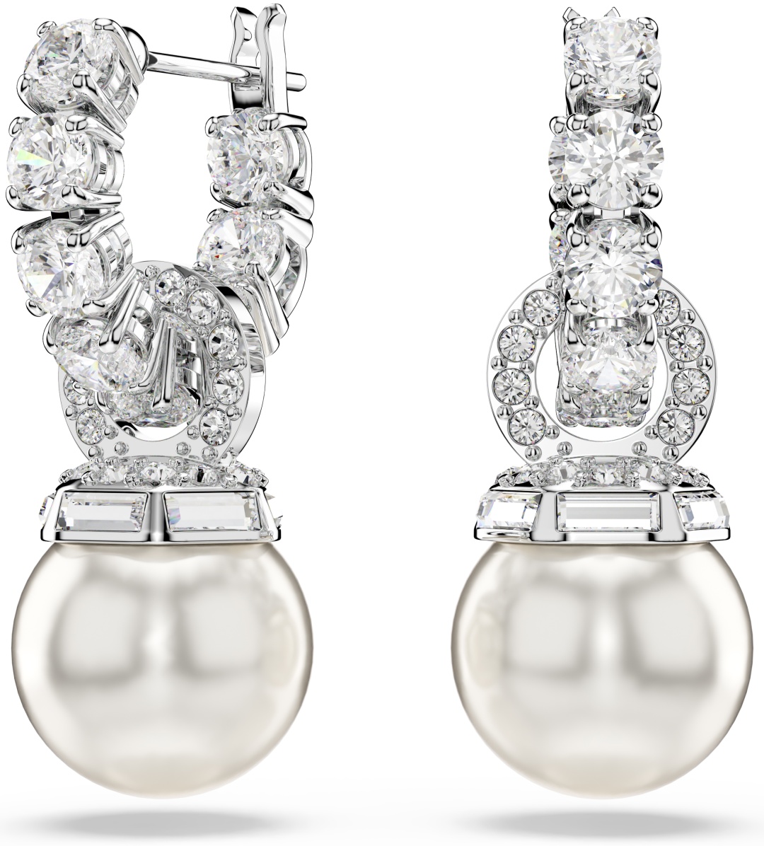 Серьги Swarovski ювелирный сплав, кристаллы Swarovski, жемчуг Swarovski