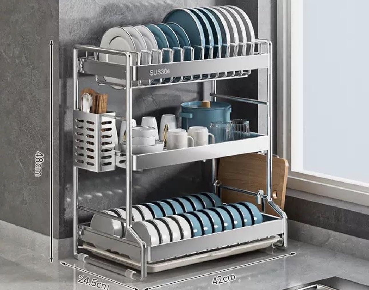 Сушилка OMALI HOME отдельностоящая многоярусная ,нержавеющая сталь