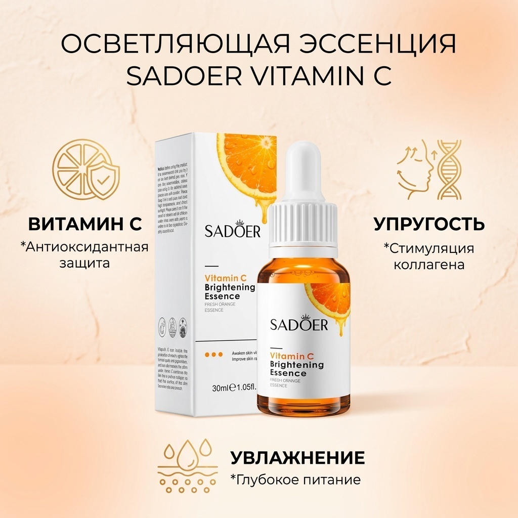 SADOER эссенция Vitamin C Brightening Essence для лица, для зоны декольте 30 мл