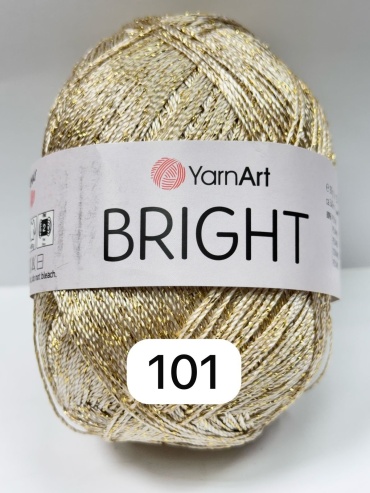 Моток YarnArt Пряжа с люрексом Брайт Bright 101 молочный + золотистый 340 м 90 г