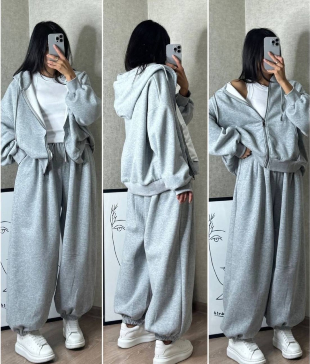 Повседневный костюм серебристый