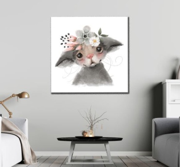 Araystudio.kz картина на холсте для детской комнаты “Милый мышонок" 50x50 см