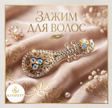 КУПИТУТ заколка зажим 1 шт, золотистый