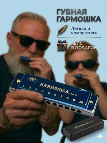 Детская губная гармошка 0667673892563 синий