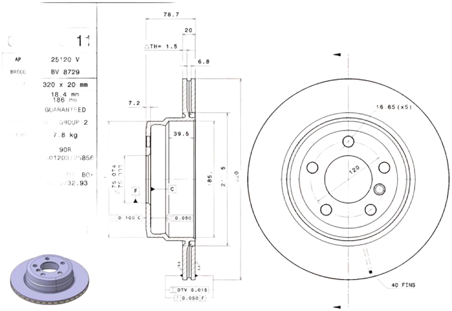 Диски Brembo задние 09992511