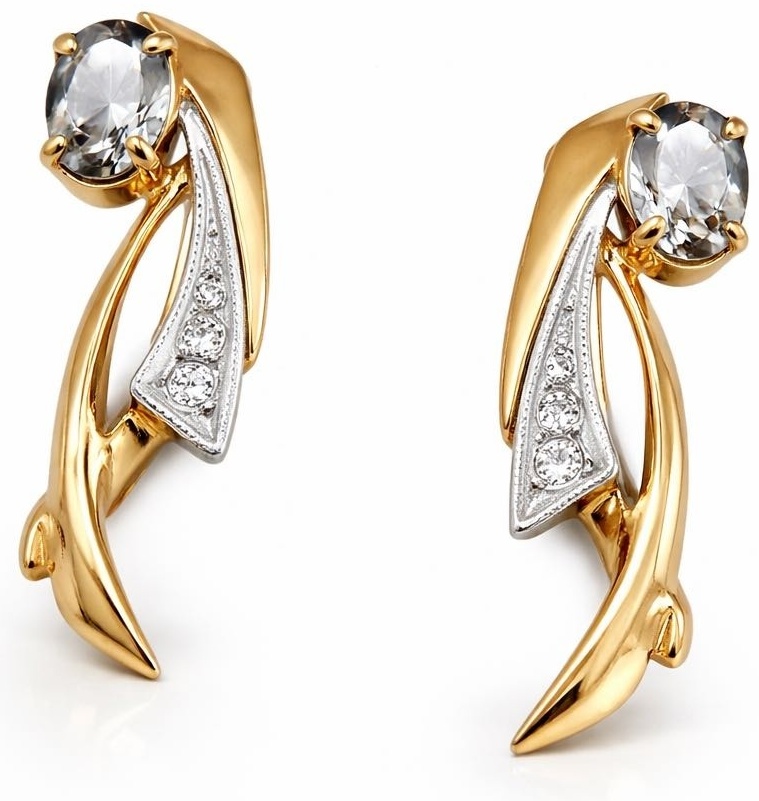 Серьги ALMAZ 17963210251 вес 5.99 г золото, фианит, раухтопаз