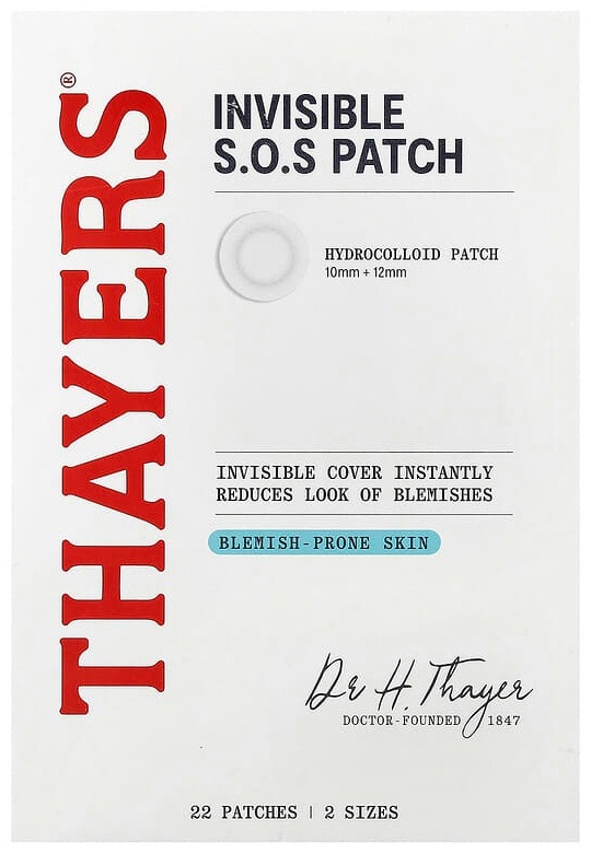 Патчи Thayers гидроколлоидные Invisium SOS Patch, патчи для кожи, склонной к высыпаниям, 22 шт. противовоспалительные 22 шт