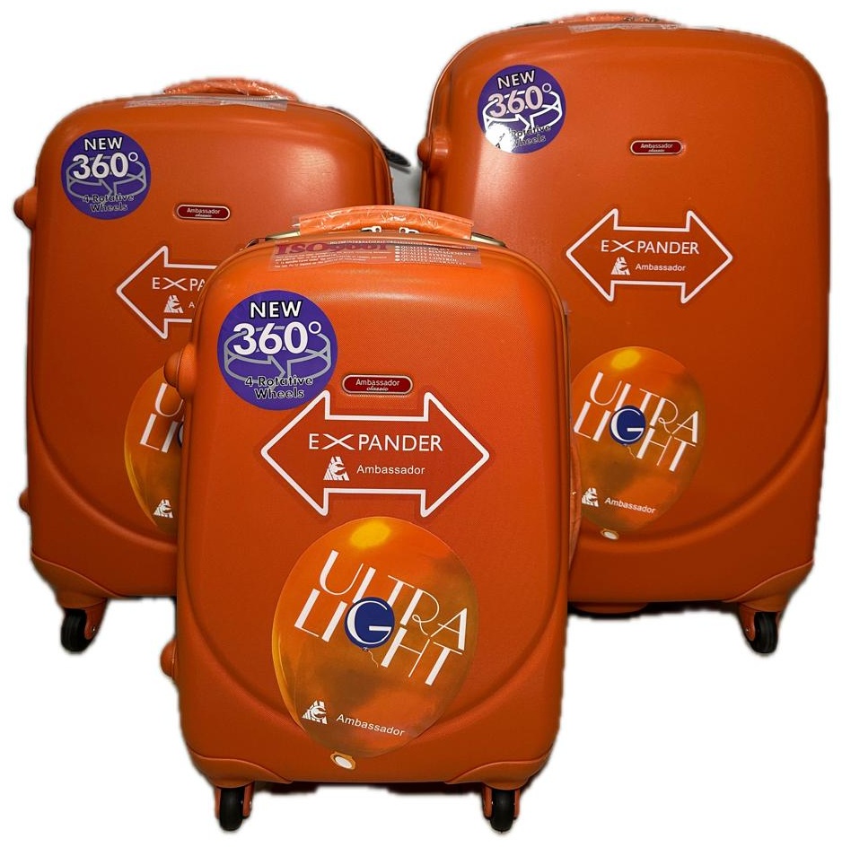 Комплект чемоданов Ambassador A8503-20-25-29 поликарбонат 235 л оранжевый