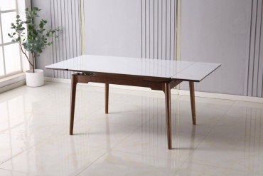 Обеденный стол KAGU-SHOP F-034, 90х120x77 см, искусственный мрамор, белый, темно-коричневый