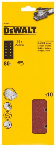 DeWALT шлифовальный лист P80 (228х115 мм), 10 шт
