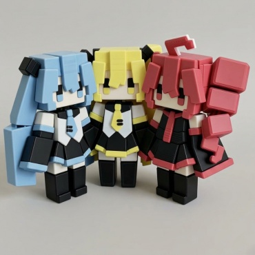 Hismo Аниме Девочки mini 3D miku-teto-neru 6 см 3 шт