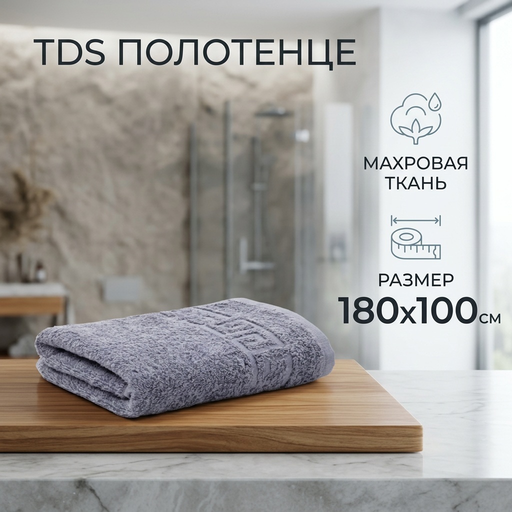 Полотенце TDS 180x100 см, махровая ткань, 1 шт,