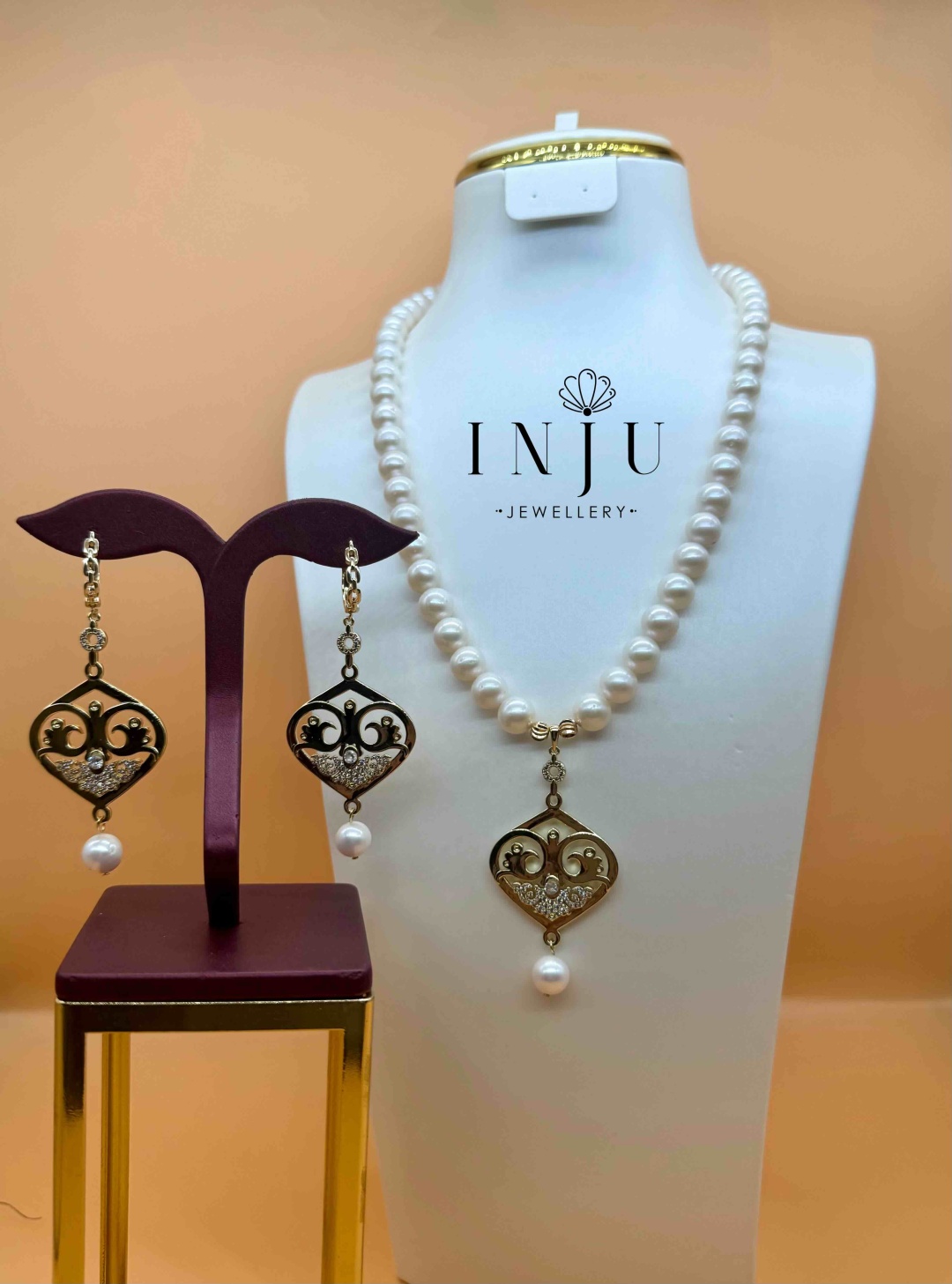 Бусы INJU Jewellery длина 50 см медицинская сталь жемчуг