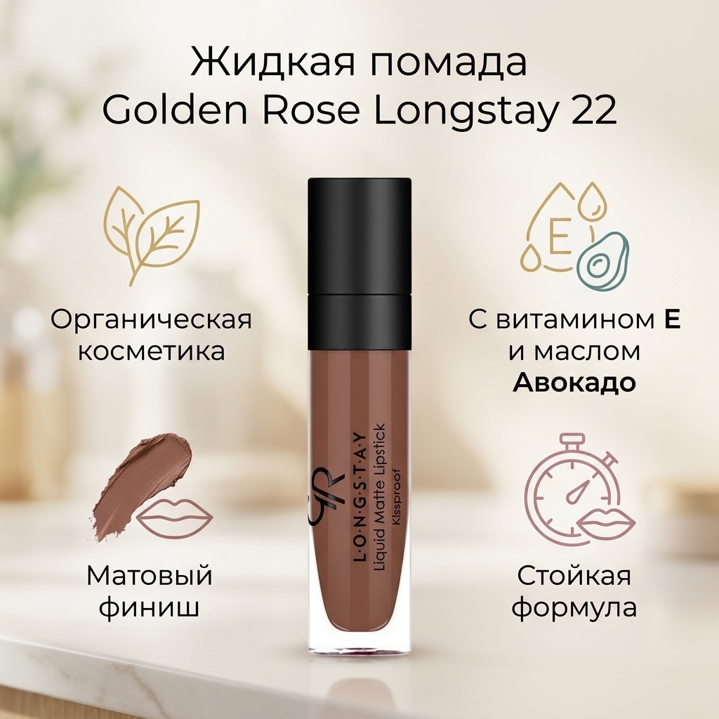 GOLDEN ROSE Longstay Liquid Matte жидкая помада 22