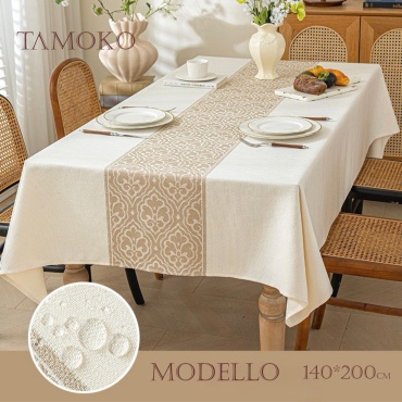 Скатерть TɅMOKO 200x140 см, лен, полиэстер, хлопок, 1 шт