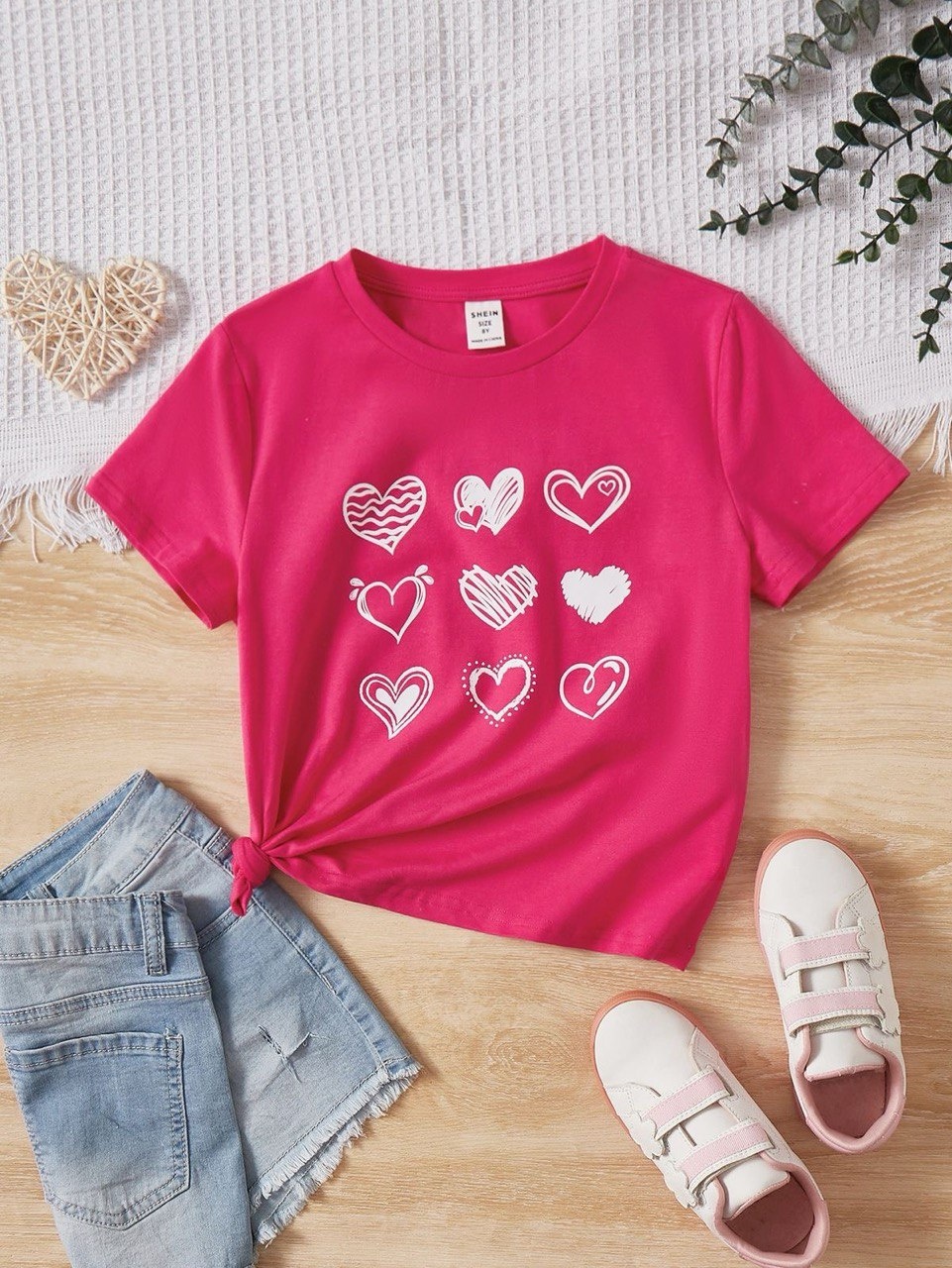 Футболка TMH_TREND.KZ Сердечки TMH_TREND.KZ  малиновый