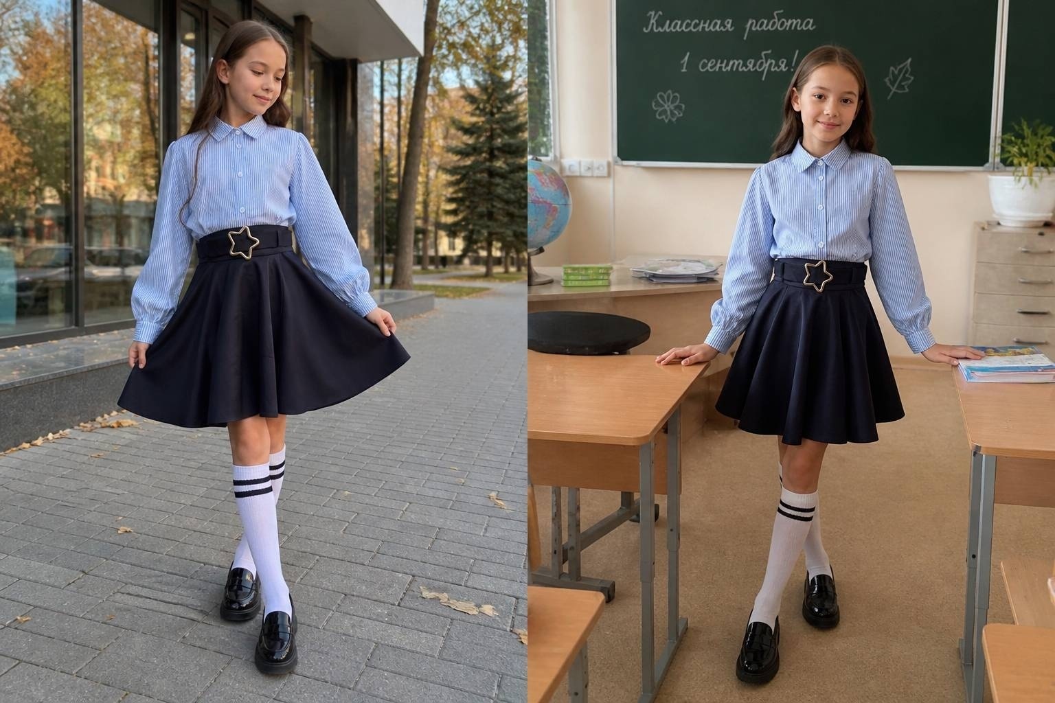 Школьная юбка полусолнце синий