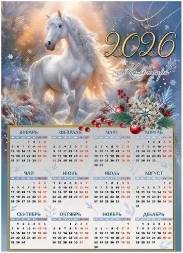 Листовой календарь Год -Лошади, 29.5x21 см