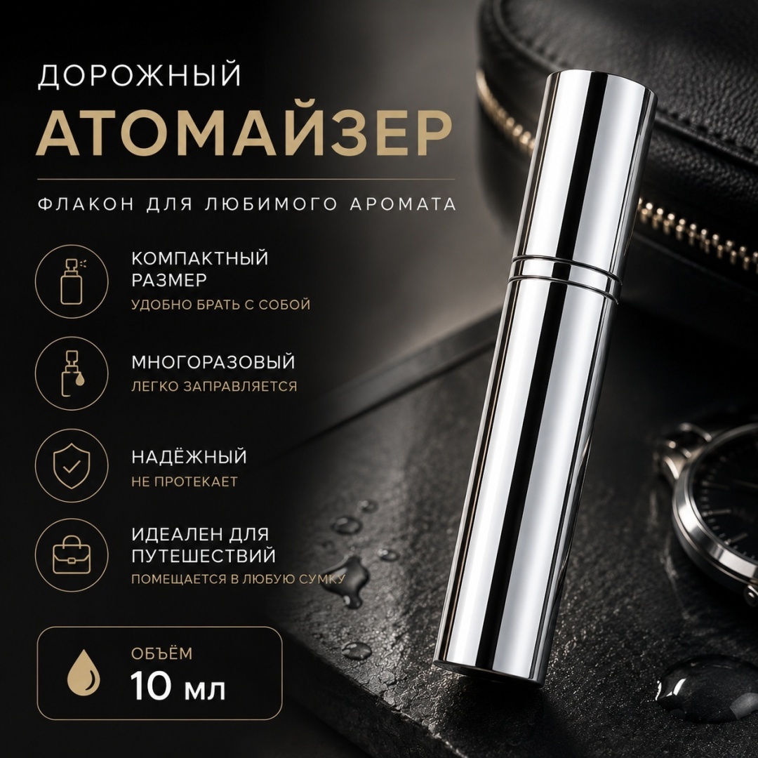 Атомайзер наливным путем стекло, пластик, металл 10 мл 1 шт