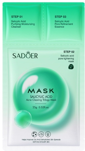 Маска для лица SADOER тканевая MASK Salicylic ACID Acne Clearing Trilogy Mask 1 шт