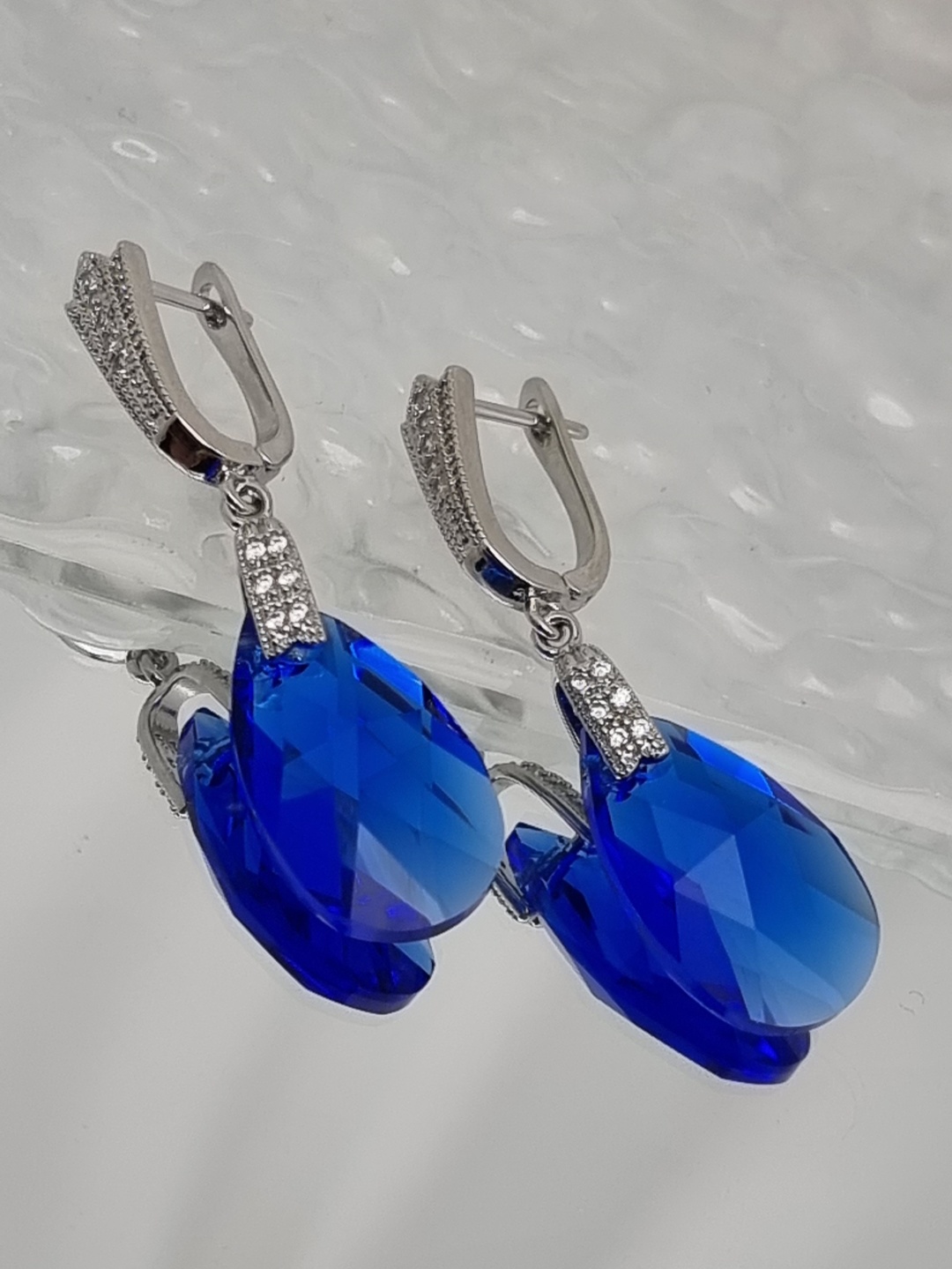 Серьги бижутерный сплав, кристаллы Swarovski