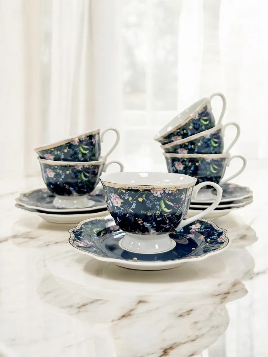 Чайная пара Arya Home Collection , 220 мл, фарфор, 6 шт.