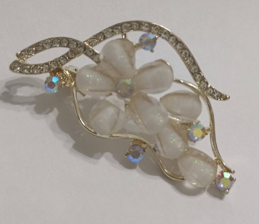 Брошь Jewelry бижутерный сплав, оникс, фианит