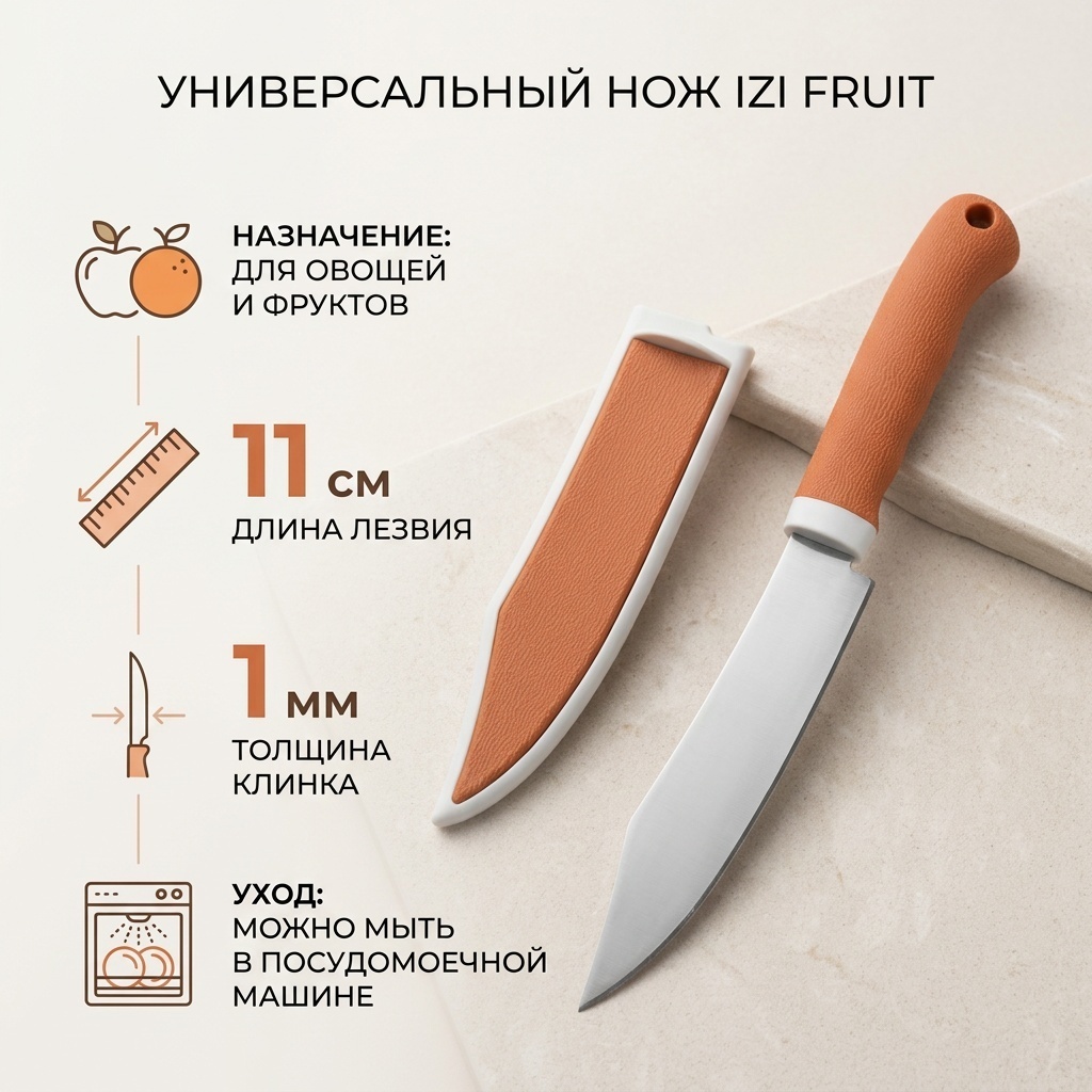 Нож универсальный IZI Кухня, лезвие: сталь 1 шт