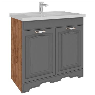 Тумба с раковиной AVK Адель 2двери, 80x80x47 см, серый, коричневый