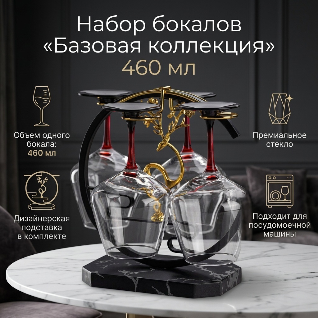 Набор бокалов 460 мл, стекло, 6 шт