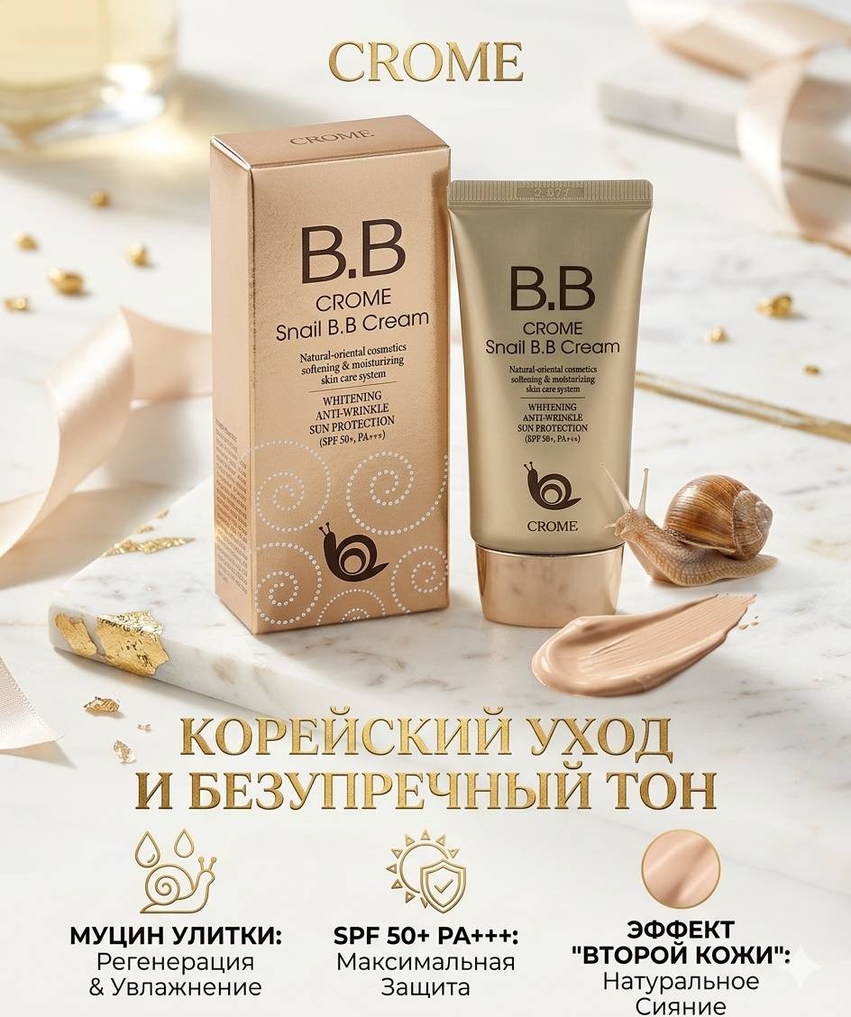CROME Snail B.B Cream: Ваш секрет безупречной кожи и корейского сияния BB крем Универсальный 50 мл