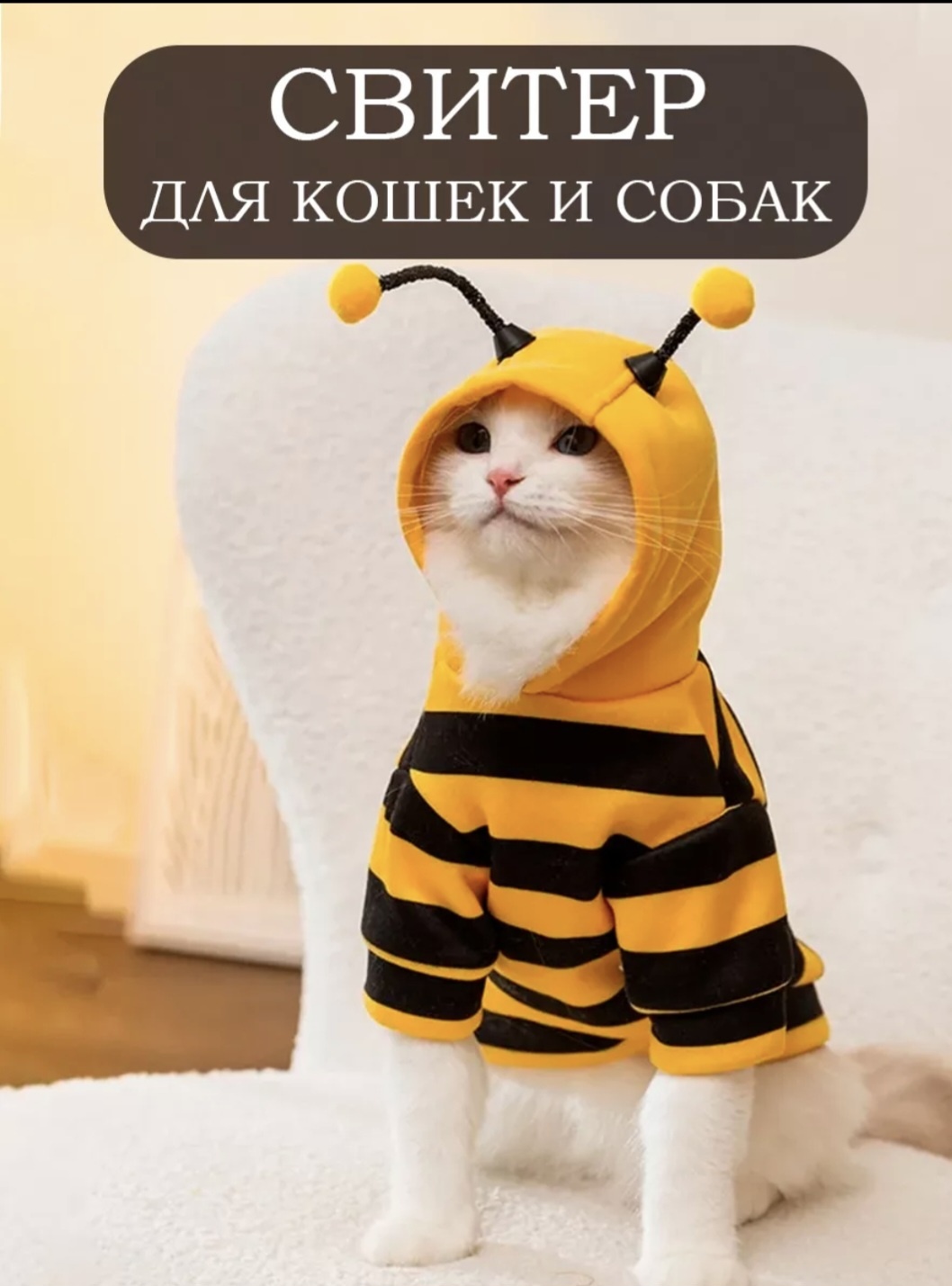 Толстовка Пчёлка желтый, черный M