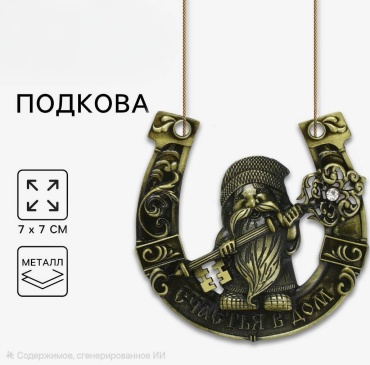 Подкова домовой «Счастья в дом», 7×7 см