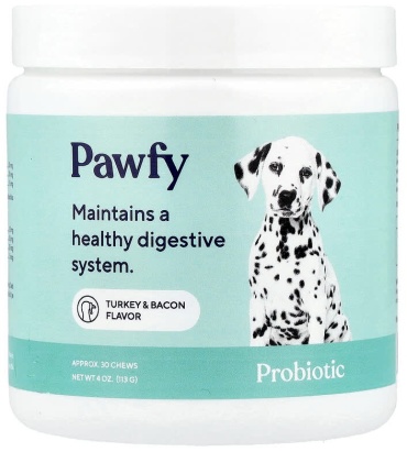 Pawfy Probiotic добавка в корм со вкусом индейки и бекона для собак от 6 месяцев 30 таблеток