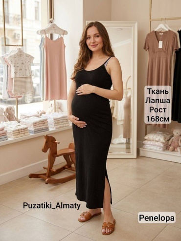 Повседневное платье, для беременных Puzatiki черный, оливковый