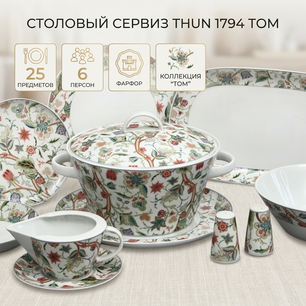 Сервиз на 6 персон Thun 1794 Том, предметов: 25, столовый, фарфор