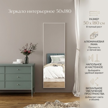 Зеркало настенное, напольное 50x180 см