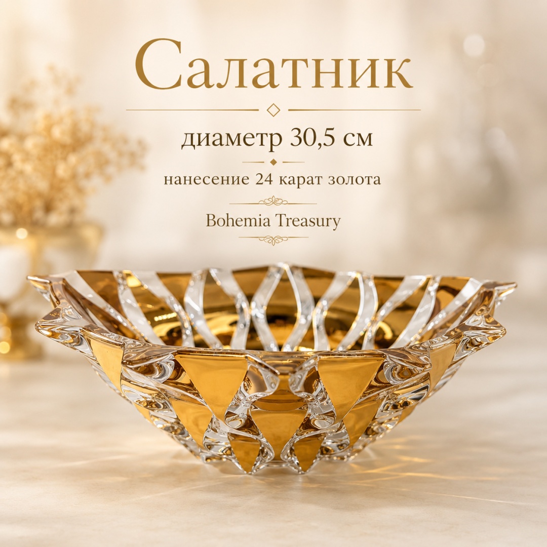 Салатник Bohemia Treasury 30.5х30.5 см, хрусталь, 1 шт