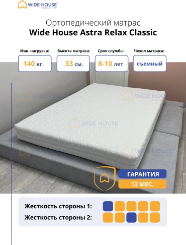 Матрас WIDE HOUSE Astra Relax Classic, 150x180x33 см