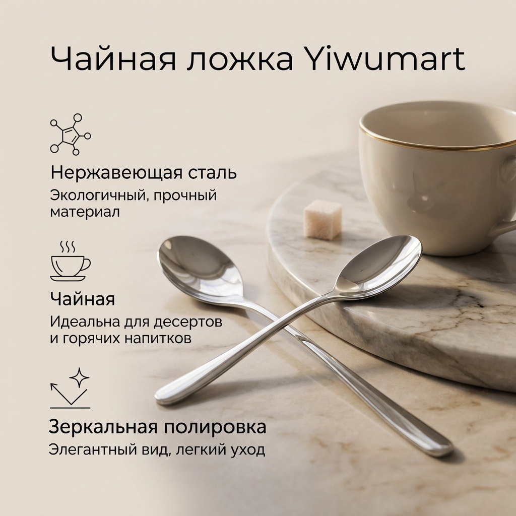 Ложка Yiwumart 1 шт, серебристый 9300855