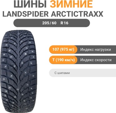 Landspider Arctictraxx 205/60 R16 107 T с шипами