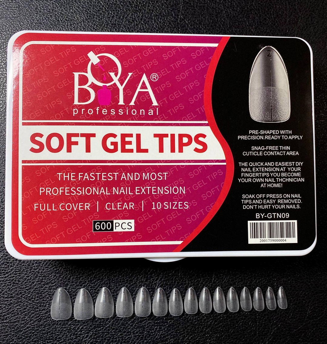 Boya professional гелевые формы, типсы миндаль, короткие 600 шт