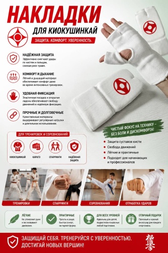 KYOKUSHINKAI Накладки для рук 4310 белый L