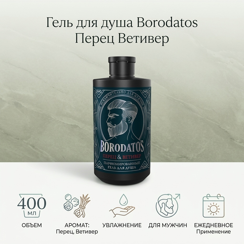 Borodatos Перец Ветивер гель 400 мл